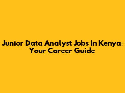 Junior Data Analyst Jobs In Kenya: Your Career Guide