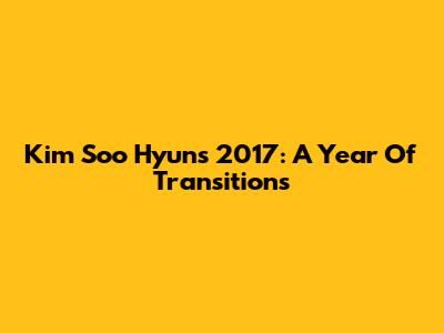 Kim Soo Hyun's 2017: A Year Of Transitions