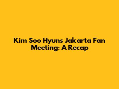 Kim Soo Hyun's Jakarta Fan Meeting: A Recap
