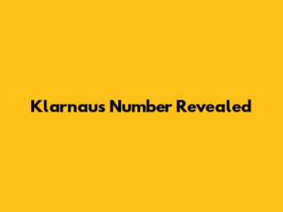 Klarnau's Number Revealed