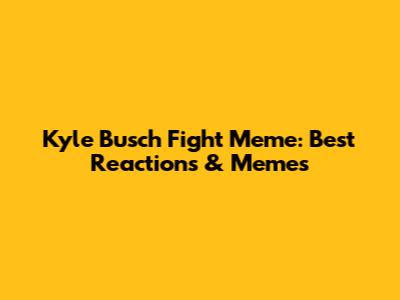 Kyle Busch Fight Meme: Best Reactions & Memes