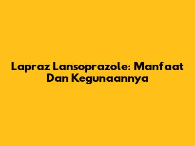 Lapraz Lansoprazole: Manfaat Dan Kegunaannya