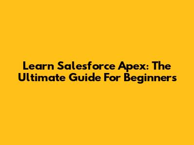 Learn Salesforce Apex: The Ultimate Guide For Beginners