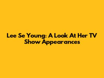 Lee Se Young: A Look At Her TV Show Appearances