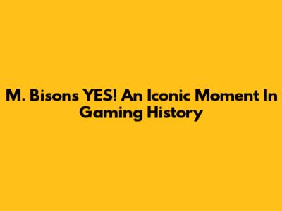 M. Bison's YES! An Iconic Moment In Gaming History