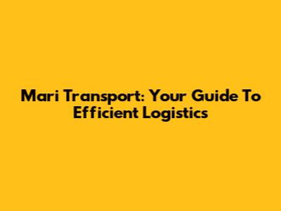 Mari Transport: Your Guide To Efficient Logistics