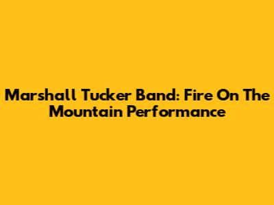 Marshall Tucker Band: Fire On The Mountain Performance