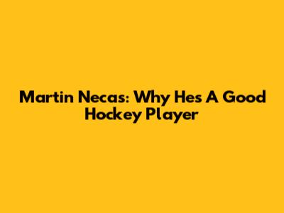 Martin Necas: Why He's A Good Hockey Player