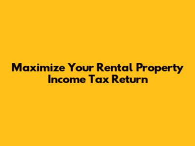 Maximize Your Rental Property Income Tax Return