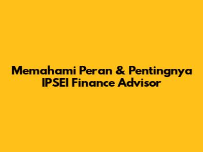 Memahami Peran & Pentingnya IPSEI Finance Advisor
