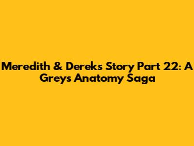 Meredith & Derek's Story Part 22: A Grey's Anatomy Saga
