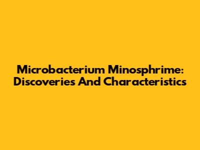 Microbacterium Minosphrime: Discoveries And Characteristics