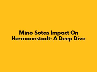Mino Sota's Impact On Hermannstadt: A Deep Dive