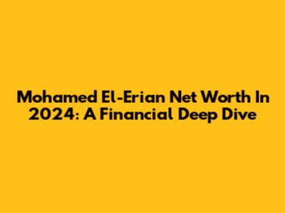 Mohamed El-Erian Net Worth In 2024: A Financial Deep Dive