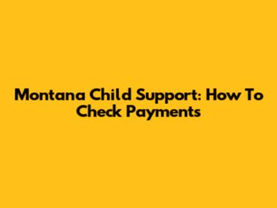 Montana Child Support: How To Check Payments