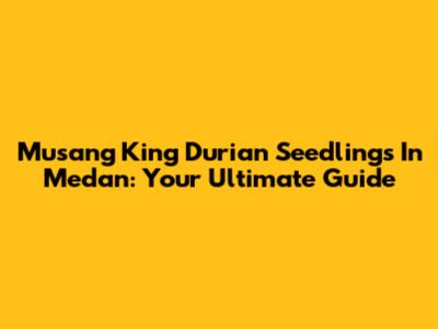 Musang King Durian Seedlings In Medan: Your Ultimate Guide