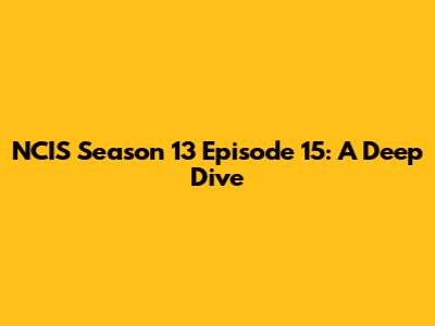 NCIS Season 13 Episode 15: A Deep Dive