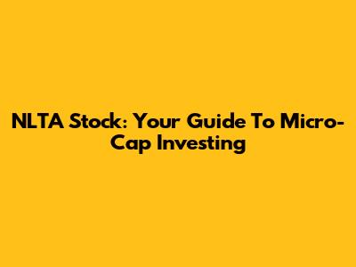 NLTA Stock: Your Guide To Micro-Cap Investing