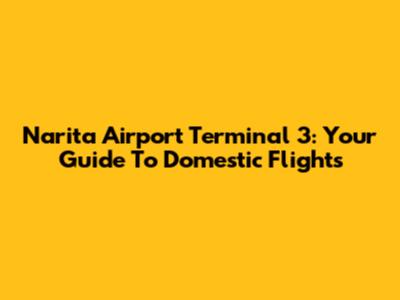 Narita Airport Terminal 3: Your Guide To Domestic Flights