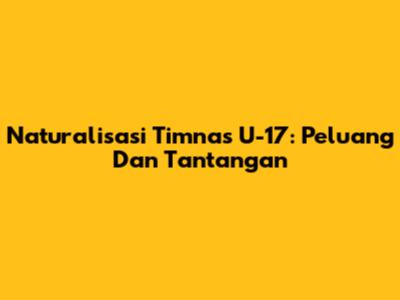 Naturalisasi Timnas U-17: Peluang Dan Tantangan