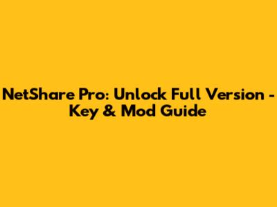 NetShare Pro: Unlock Full Version - Key & Mod Guide