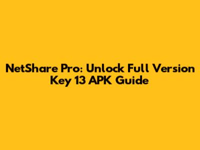 NetShare Pro: Unlock Full Version Key 13 APK Guide