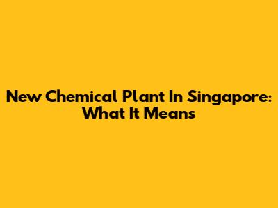 New Chemical Plant In Singapore: What It Means