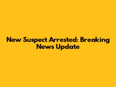 New Suspect Arrested: Breaking News Update