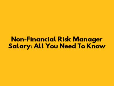 Non-Financial Risk Manager Salary: All You Need To Know
