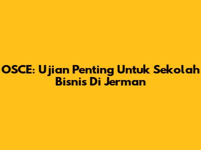 OSCE: Ujian Penting Untuk Sekolah Bisnis Di Jerman