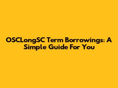 OSCLongSC Term Borrowings: A Simple Guide For You