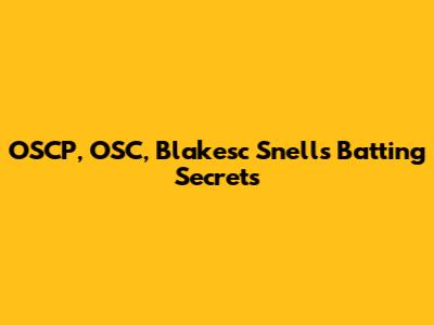 OSCP, OSC, Blakesc Snell's Batting Secrets