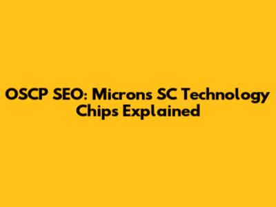OSCP SEO: Micron's SC Technology Chips Explained