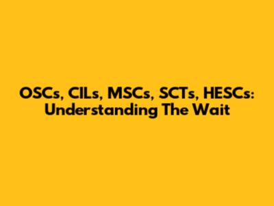 OSCs, CILs, MSCs, SCTs, HESCs: Understanding The Wait