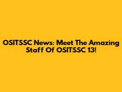 OSITSSC News: Meet The Amazing Staff Of OSITSSC 13!