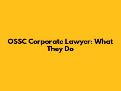 OSSC Corporate Lawyer: What They Do