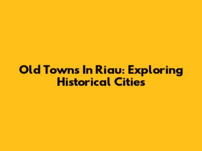 Old Towns In Riau: Exploring Historical Cities