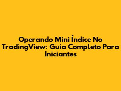 Operando Mini Índice No TradingView: Guia Completo Para Iniciantes