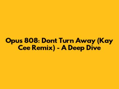Opus 808: Don't Turn Away (Kay Cee Remix) - A Deep Dive