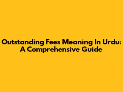 Outstanding Fees Meaning In Urdu: A Comprehensive Guide