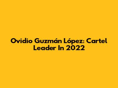 Ovidio Guzmán López: Cartel Leader In 2022