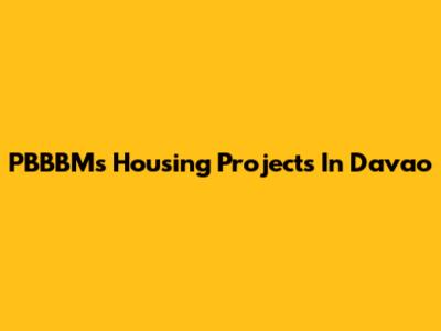 PBBBM's Housing Projects In Davao