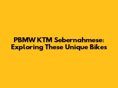 PBMW KTM Sebernahmese: Exploring These Unique Bikes