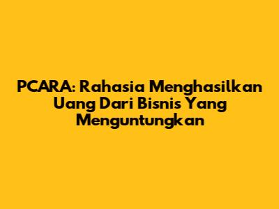 PCARA: Rahasia Menghasilkan Uang Dari Bisnis Yang Menguntungkan