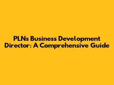 PLN's Business Development Director: A Comprehensive Guide