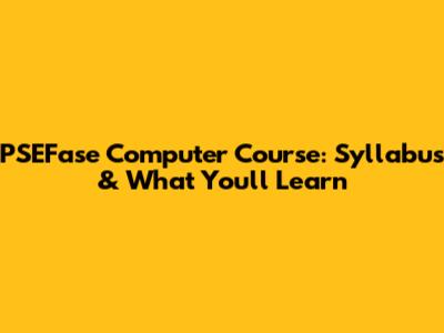 PSEFase Computer Course: Syllabus & What You'll Learn