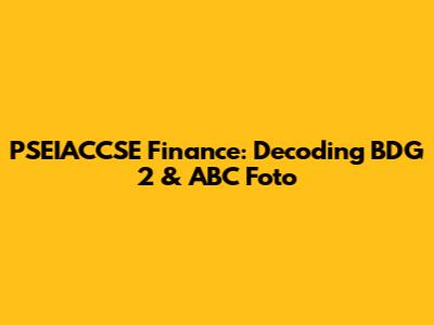 PSEIACCSE Finance: Decoding BDG 2 & ABC Foto