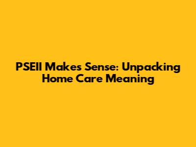 PSEII Makes Sense: Unpacking Home Care Meaning