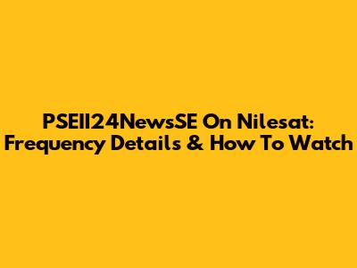 PSEII24NewsSE On Nilesat: Frequency Details & How To Watch