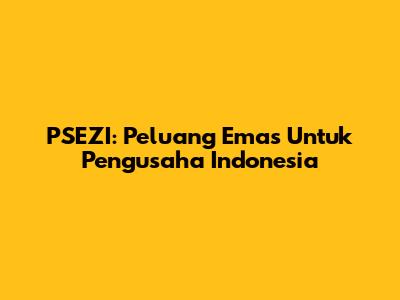 PSEZI: Peluang Emas Untuk Pengusaha Indonesia